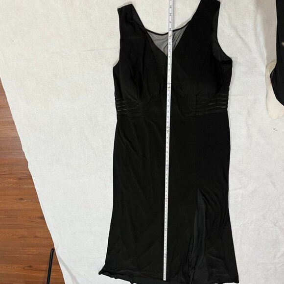 NW Woman Black Sleeveless Long Jersey Illusion V-Neck Formal Gown 18W - Picture 11 of 12